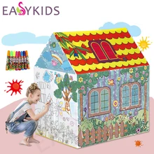 Дети играют палатка Рисунок Игрушки складная палатка Портативный девушка принцесса замок крытый Открытый Играть Палатка Театр для детей Best подарок