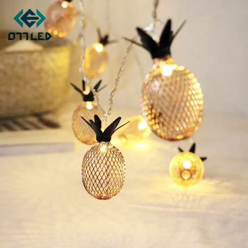 

GIRL LED String Lights Pineapple for Party Battery Xmas Garland Wedding Decoration Christmas Flasher Fairy Lights Vintage Bronze