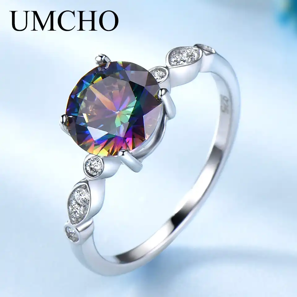 4ct Genuine Mystic Topaz Round Necklace Pendant 925 Silver special occasion Gift
