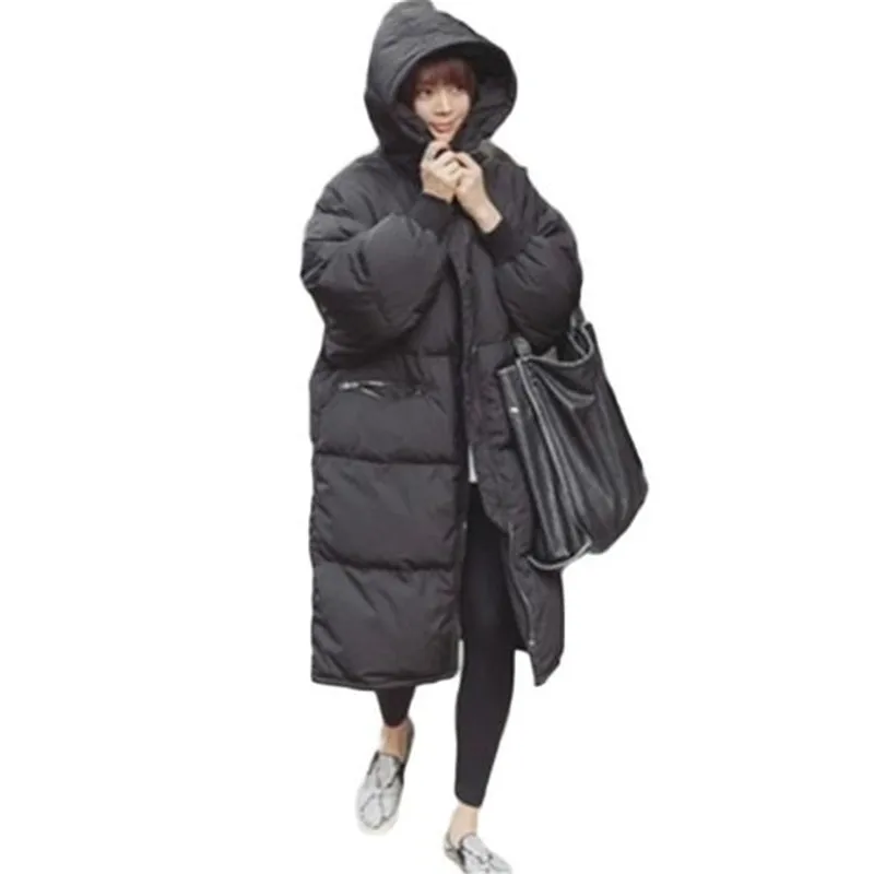 

Korean Star Style 2016 Winter New Parkas Jackets Women Long Hooded With Pockets Thicken Outwear Padded Down Coat LJ2720