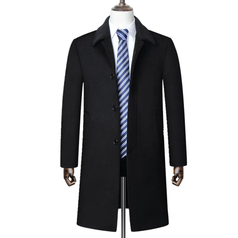 BOLUBAO модное Брендовое шерстяное пальто для мужчин пальто осень зима мужская деловая куртка повседневная приталенная шерстяная верхняя одежда - Цвет: Black