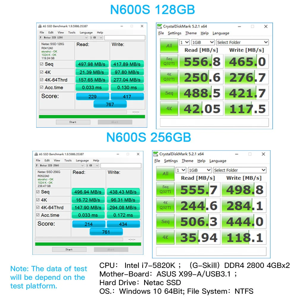Жесткий диск Netac N600S SSD SATA 3 0 TLC Внутренний твердотельный накопитель 2 5 дюйма 430 128 ГБ