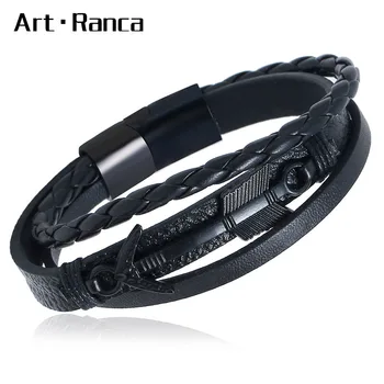 

Popular leather sailor anchor Bracelet punk bracelet for men in handmade bars