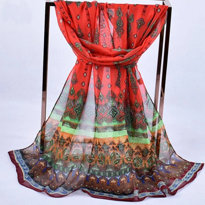 

Scarves Women 2019 New Printed Lady's Long Chiffon Towel Ponchos and Capes Infinity Scarf Shawl Head Scarf Beach Prevented Bask