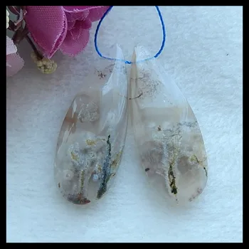 

Natural Gemstone Moss Agate Fashion women earring beads,Semiprecious stone ,Jewelry,40x15x4mm,8.2g