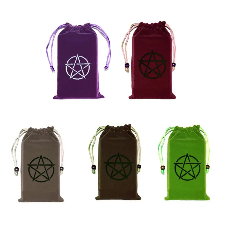 

1Pc Velvet Pentagram Tarot Storage Bag Board Game Accessories Card Embroidery Drawstring Package 5 Colors Optional