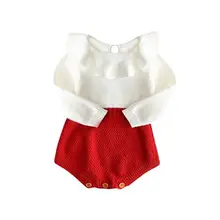 Pudcoco новорожденных для маленьких девочек ползунки детское полушерстяное комбинезон на осень-зиму теплый вязаный свитер Комбинезоны для малышек Sweet Baby Одежда для девочек