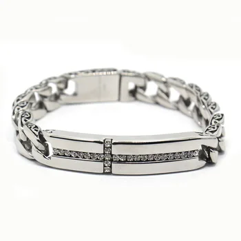 

Cross bracelet New Stainless Steel Men's Charm Bracelets Retro Mens Bracelets 2018 High Quality Stone bracelet
