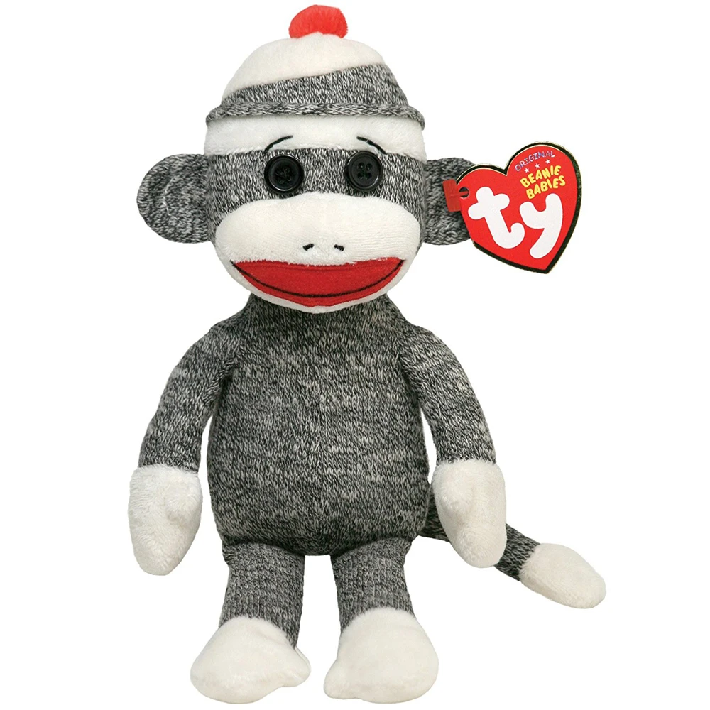 Pyoopeo Ty Beanie Babies 10" 25cm Socks the Sock Monkey