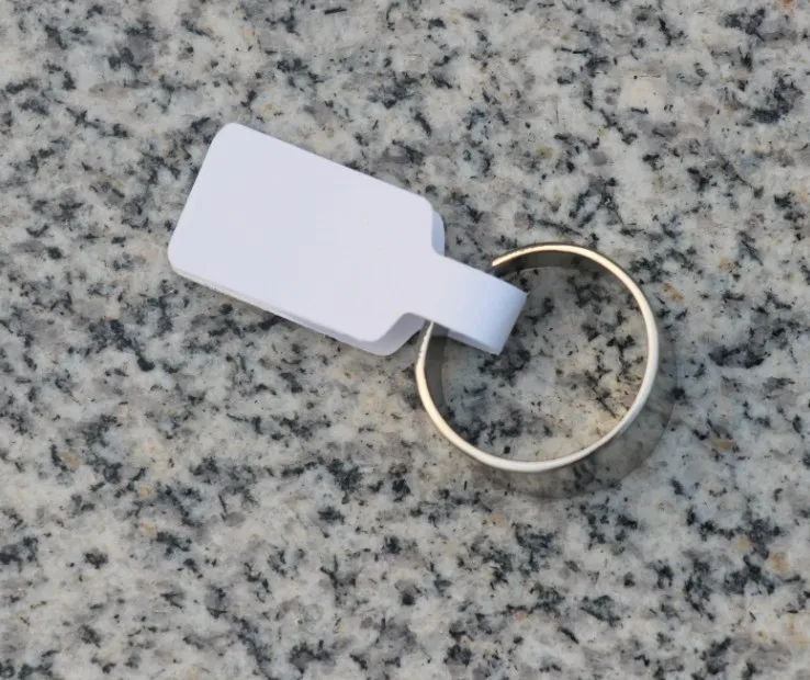

(200 Pcs/Lot ) White Color Paper Jewellery/Accessory Rectangle Finger Ring Display Adhesive Sticker Tag Card