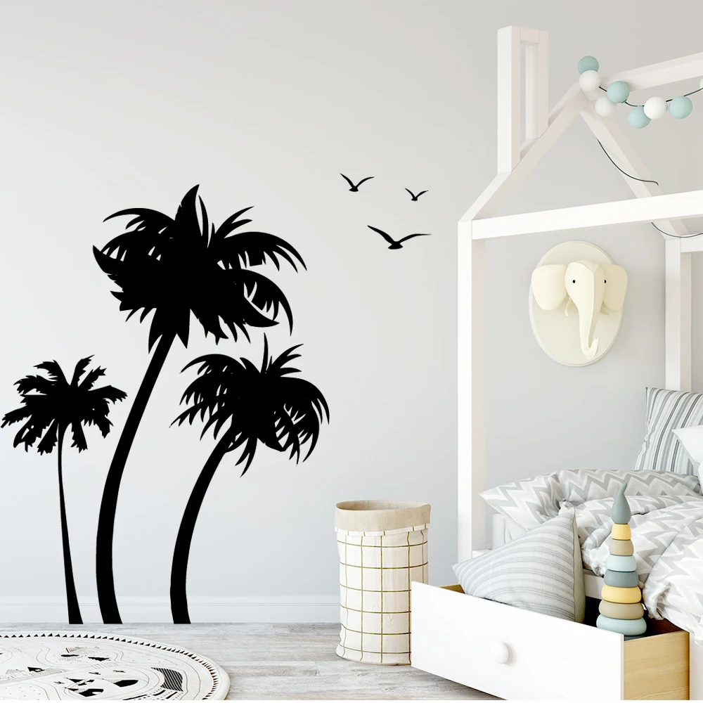 

New palm Mural Tree Wall Sticker Pvc Wall Decal For Kids Room Decor coconut Wallpaper Art Mural palmeras pegatinas