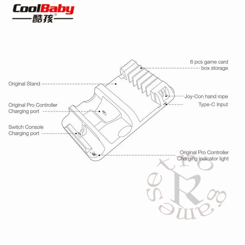 Для nintendo Switch зарядная док-станция Многофункциональный Профессиональный контроллер зарядная станция и подставка Joycon с 6 игровым хранение карт