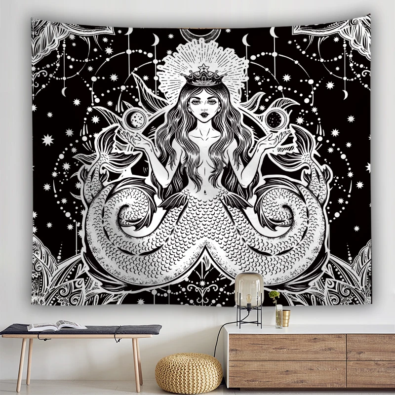 

Abstract Art Tapestry Wall Hanging Mermaid Style Tapestry Mandala Carton Wall Hanging Towel Yoga Mat Table Cloth Decor