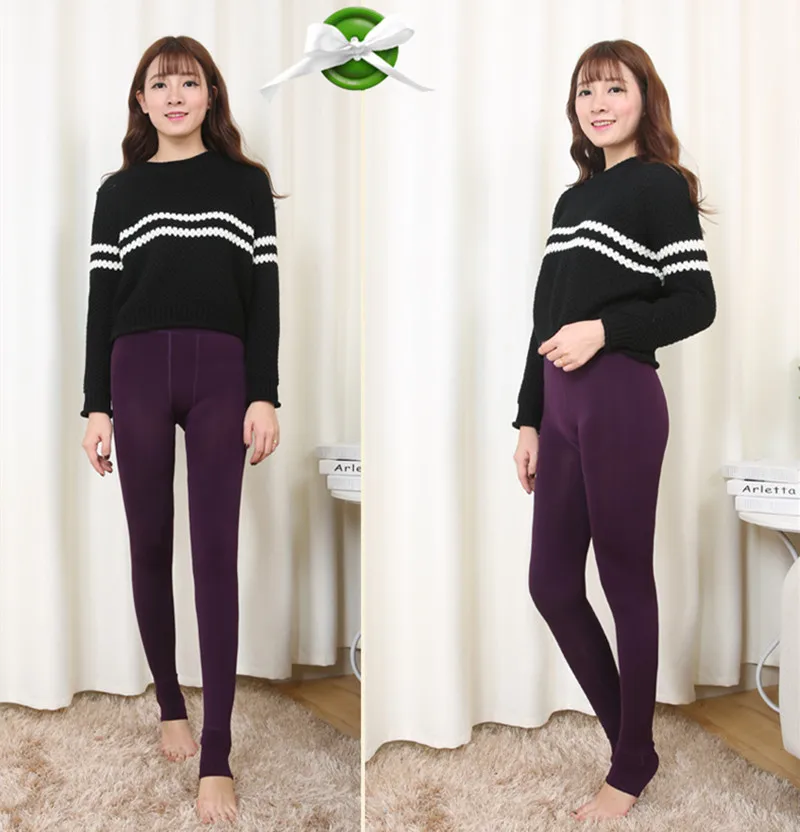 

Winter Warm Women Solid Elastic Thicken Step Skinny Pants Essential Leggings