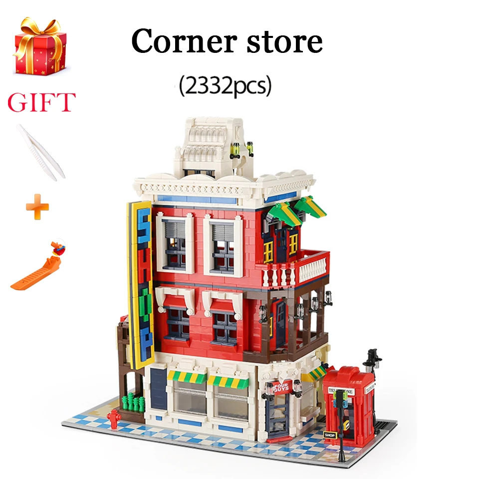 

City Building Blocks for Kids Corner Shop 6311 Model Mini Diamond Micro brick Plastica Toys World Gift
