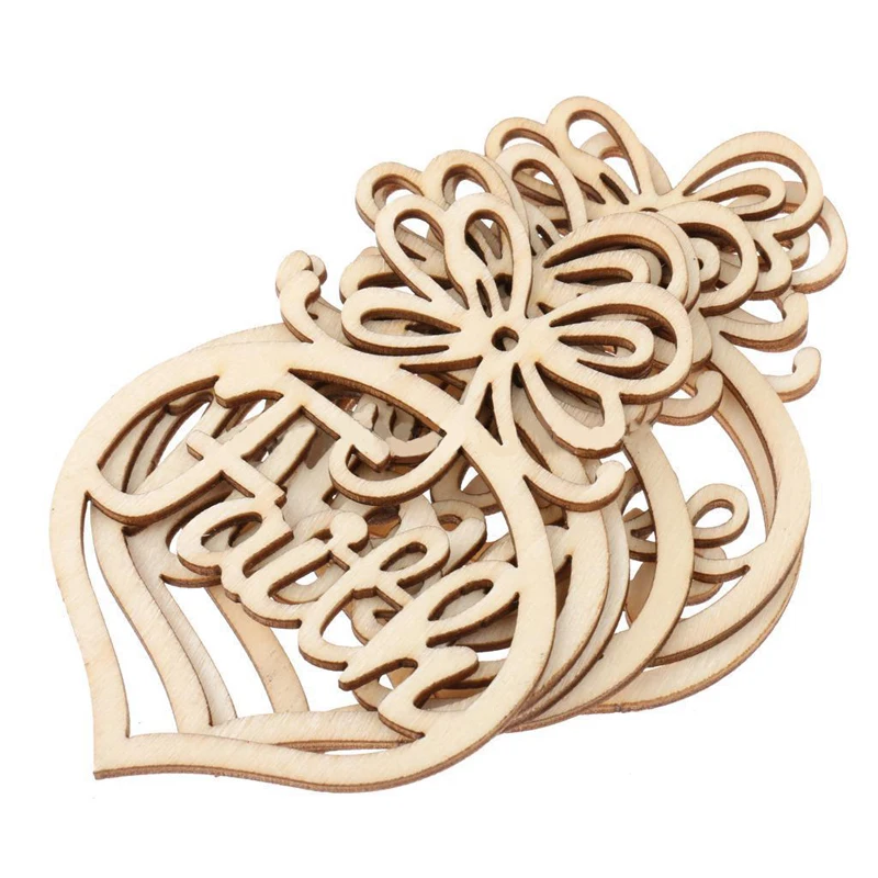 10Pcs/lots  MDF Wooden Christmas Hanging Tags Embellishments Craft Ornaments Tree Decor
