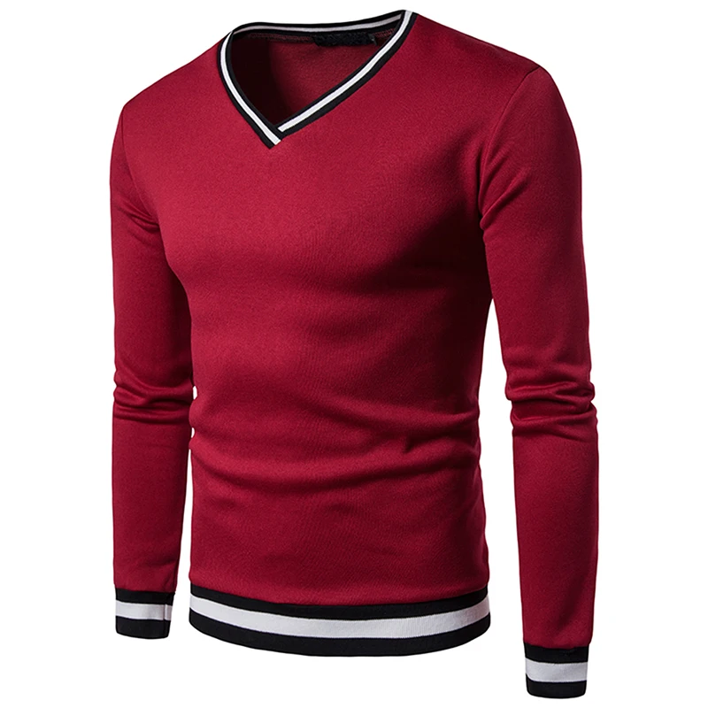 

Stripe T Shirt Men New Spring Autumn Fashion V-Neck Slim Fit Long Sleeve T Shirt Men Trend Casual Men T-Shirt Korean T Shirts