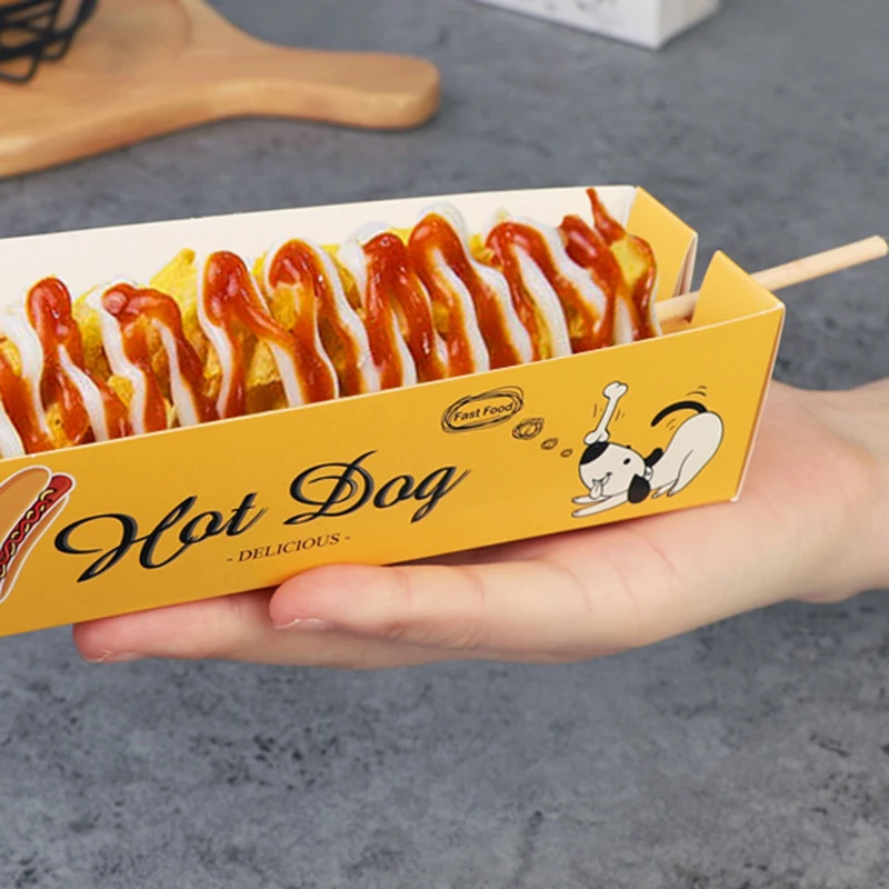 Одноразовая бумажная коробка Hotdog контейнер для жарки пищи из пищевого материала