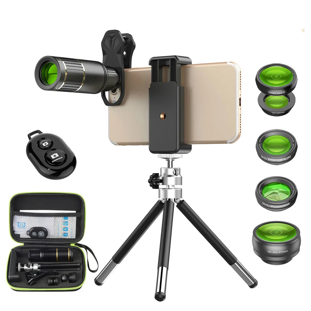 

Optical Mobile Phone Camera Lens 16x Telephoto Telephoto Lens with Tripod + 5in1 Wide Fisheye for Samsung Huawei All Phones