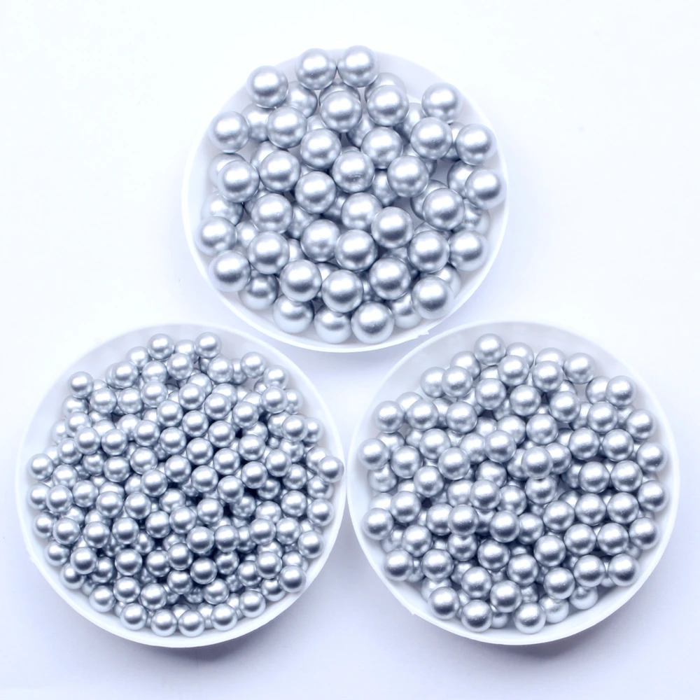 

Round Beads Matte Gold Matte Silver 5 6 8mm Classic Resin Pearls No Hole Imitation Rhinestones Used For DIY Crafts Decoration