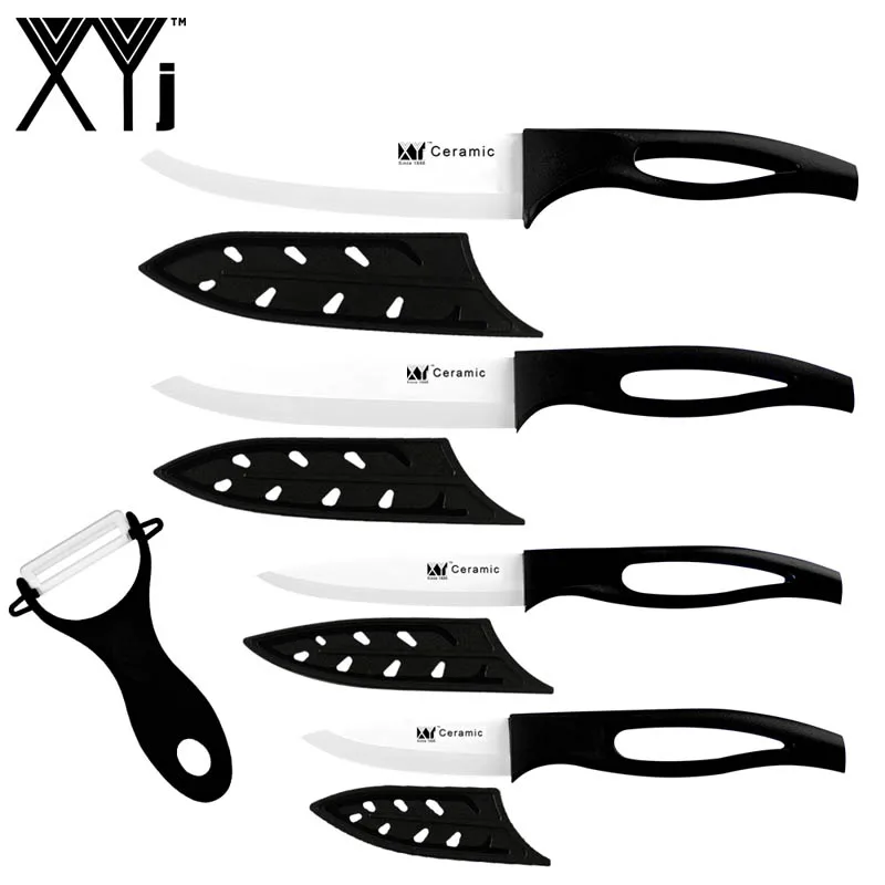 Black H White B XYj кухонные Кухонные керамические ножи 3 ''для очистки овощей 4'' Универсальный 5 ''для нарезки 6''' поварской нож многоцветная ручка 5 шт. набор ножей - Цвет: Black H White B