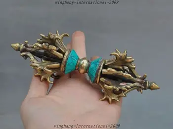 

Christmas Collect Tibet Buddhism Bronze Inlay Turquoise Exorcism Pray Phurpa Vajra Dorje Halloween