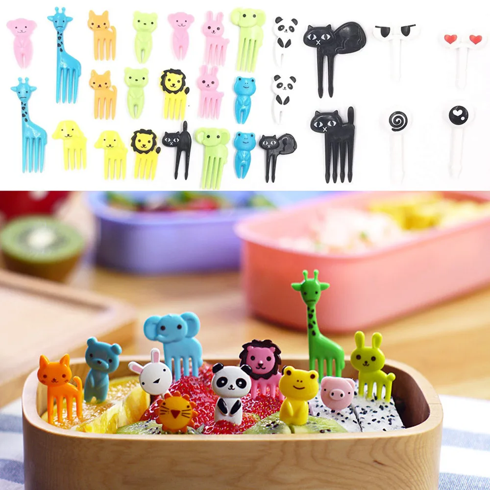 

36Pcs Animal Farm Fruit Fork Mini Cartoon Children Snack Cake Dessert Food Fruit Pick Toothpick Lunches Party Decor
