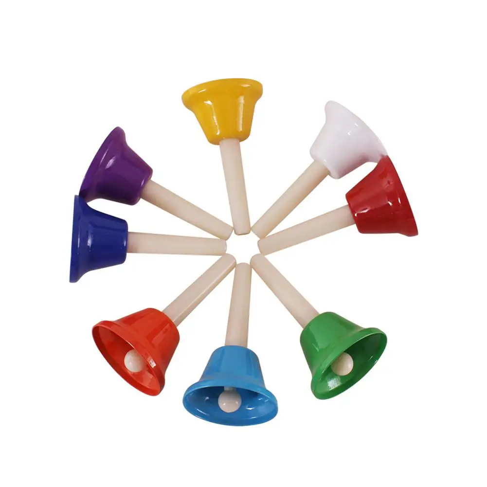 8pcs/set Hand Rattles 8 Tone Colorful Handbell Rattle Metal PVC Percussion Instrument Musical Gift