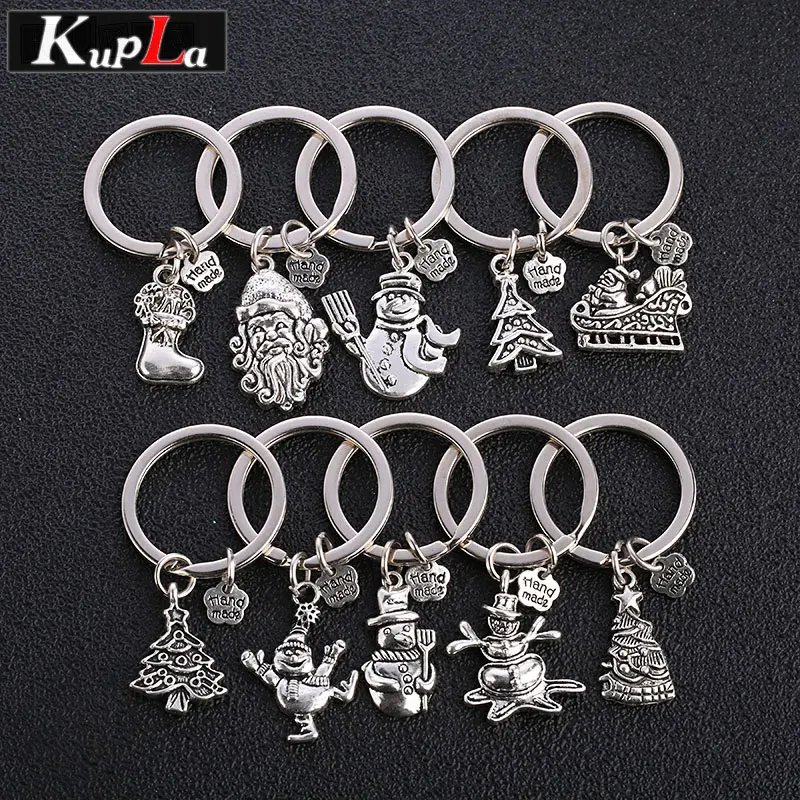 

Vintage Metal Mixed Christmas Keychain Fashion Accessories Keychains 2018 Christma Gift Bag Ring Key Chains for Women