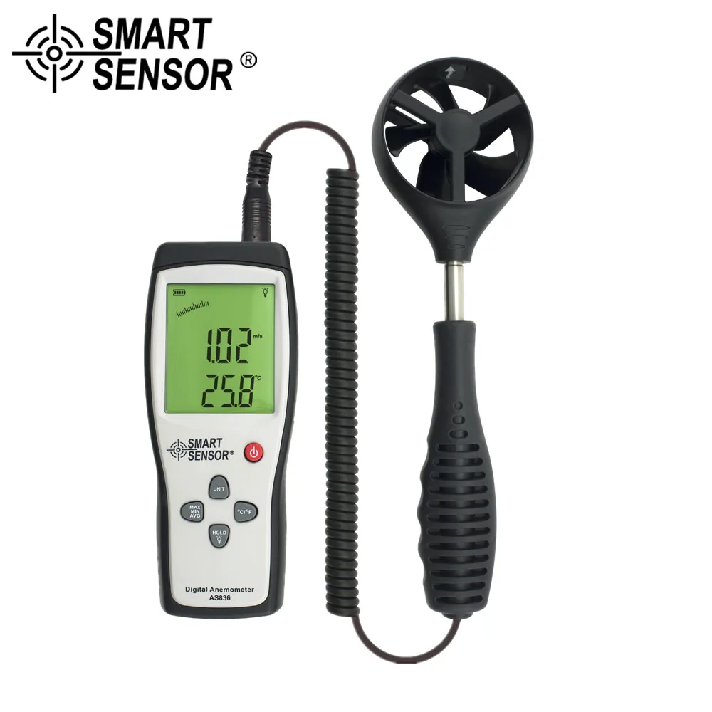 

SMART SENSOR Digital anemometer Wind Speed Meter Gauge diagnostic-tool Air wind Velocity metern temperature measurement AS836