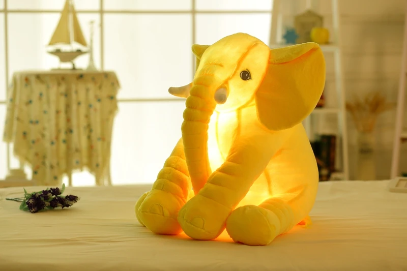 Светящийся слон, мягкая плюшевая игрушка, Ночной свет, серый/розовый/синий/желтый Eli, для малышей, для сна, компаньон, животные, игрушка
