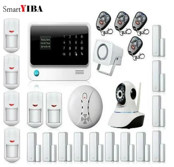 

SmartYIBA GSM&SMS&WIFI Alarm Home Burglar Security System+Camera Protection Smoke Detector Fire Alarm+Infrared IP Motion Alarm
