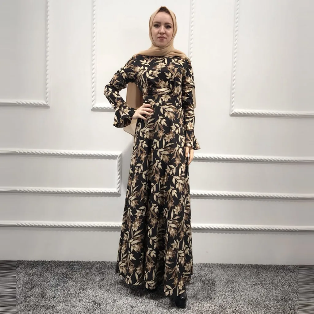 

2019 Muslim Clothes S- 2XL Muslim Women Long Maxi Dress Robe Abaya Islamic Flower Dubai Cardigan Ramadan Lover Gift Drop #0426