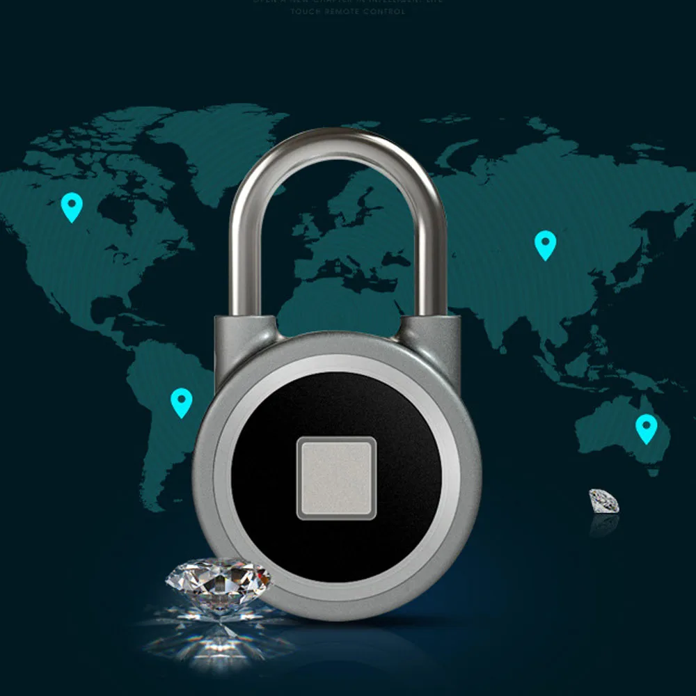 

Aluminium Biometric Fingerprint Lock Door Locker Smart Electric Rechargeable App Cylinder Door Locks Ip65 Drawer Cabinet Padlock