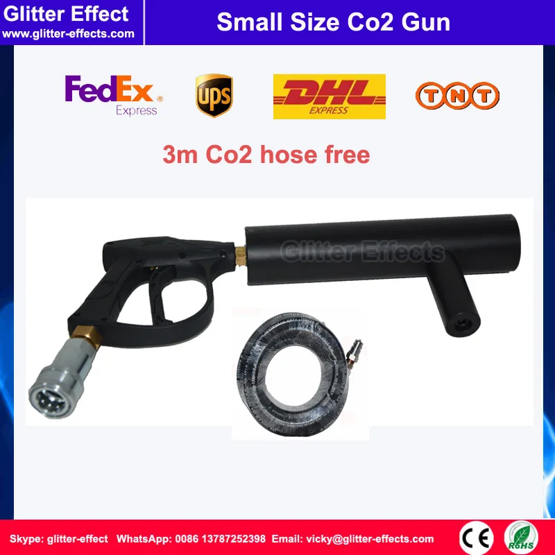 מיני קולנוע נייד יד אחיזת אקדח Co2 DJ דיסקו מועדון לילה שלב אפקט מיוחד ערפל Co2 מכונה סילון עם 3 m צינור עשן DJ אקדח