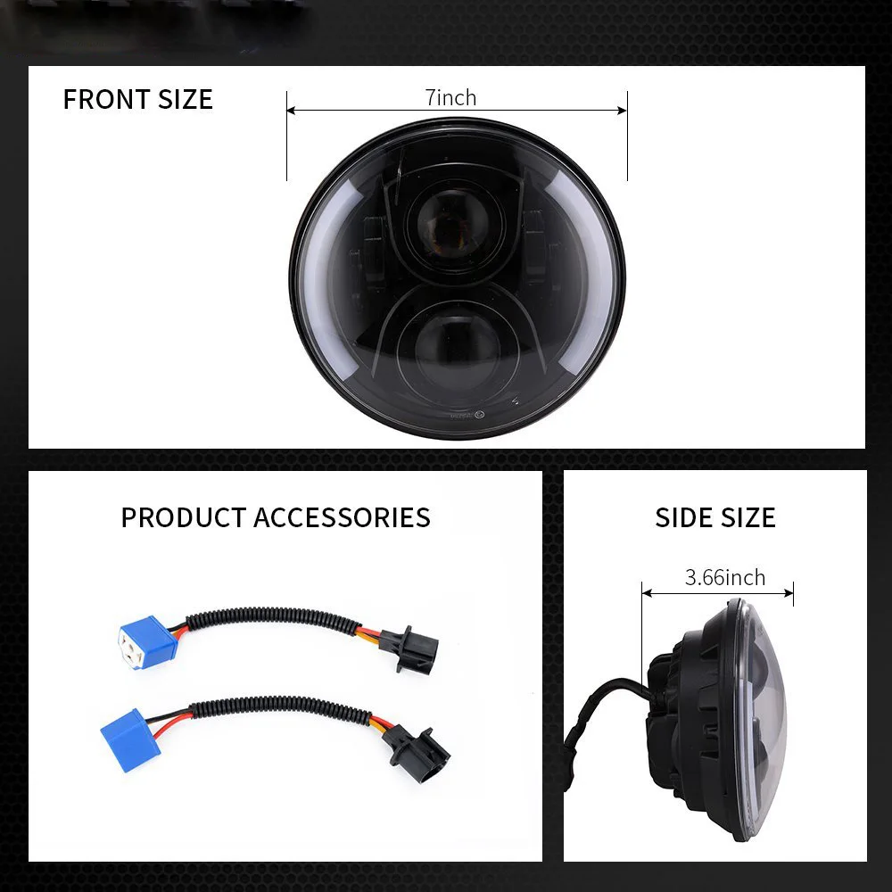 For suzuki samurai UAZ Hunter 7 inch LED Projector Headlight with halo DRL&Amber Turn Signal headlamps For Lada 4x4 urban Niva