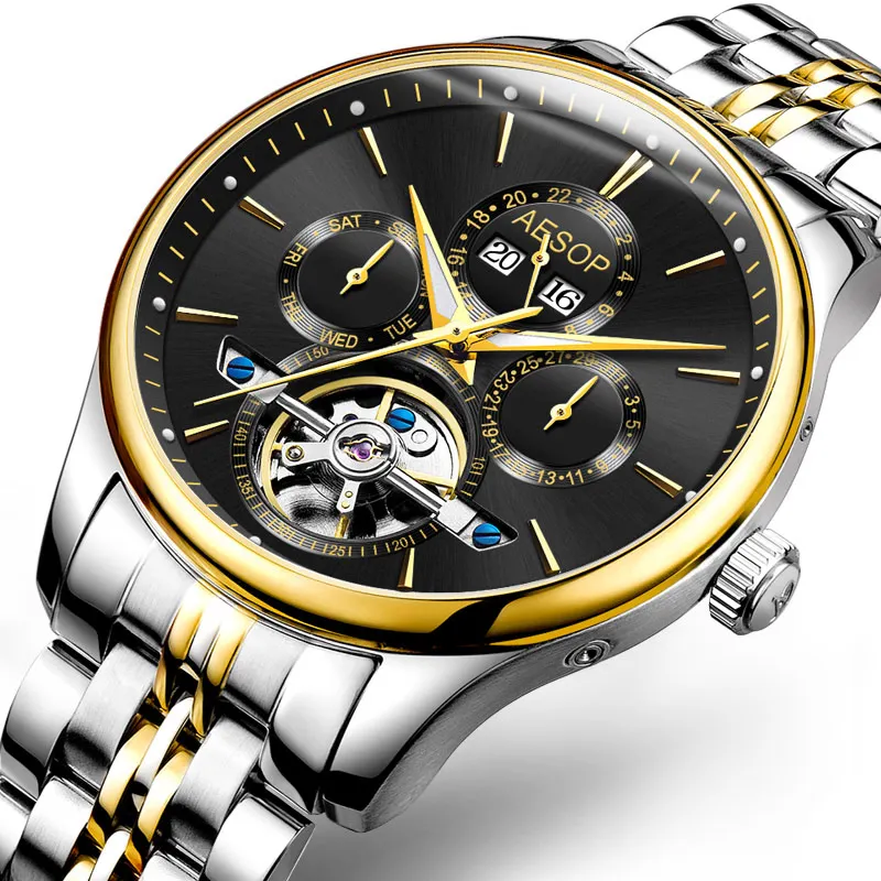 

AESOP Brand Fashion Mens Watches Militare Sport Men Automatic Mechanical Shockproof Designer Male Clock Waterproof Wristwatch