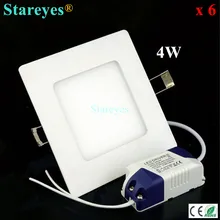 6 шт. площади светодиодные панели 4 Вт 400LM AC85-265V 2835 SMD светодиодный светильник потолочный светильник лампы spotlight лампы освещение