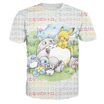 Hip Hop WomenMens t shirt Cartoon Totoro and Friends Short Sleeves 3D Print T-Shirt Summer Clothes Tops Tees Plus S-5XL R1355