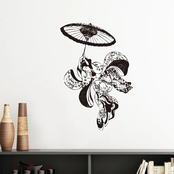 Japan Traditional Culture Black Kimono Woman Umbrella Line Drawing Sketch Art Sticker Art Decals Mural Wallpaper For Room Decal Wallpapers For For Roomsticker Wallpaper Aliexpress