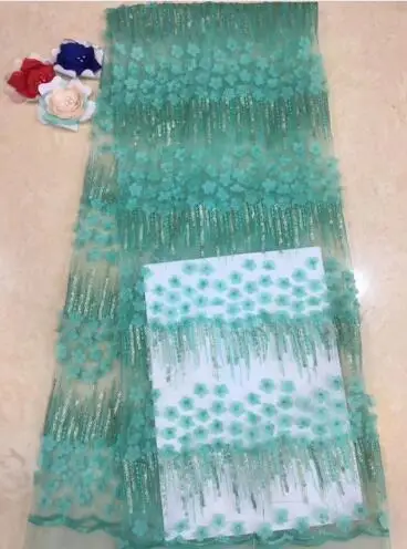

French lace fabric 5yds/pce dhl teal sequins petals beaded fabrics women bright gorgeous luxury wedding party dress 2019 new
