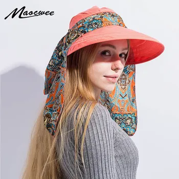 

2018 UV Sun Hat Summer Cap for Women Mask hat girls Removable Beach Organza Cap Visors Caps Multipurpose Foldable Floppy Hat