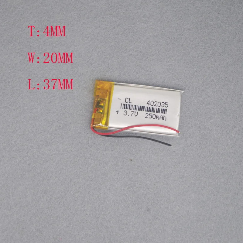 3 7 в полимерная литиевая батарея 402037/402035 Bluetooth аудио MP3 Вождение рекордер 250 мАч |