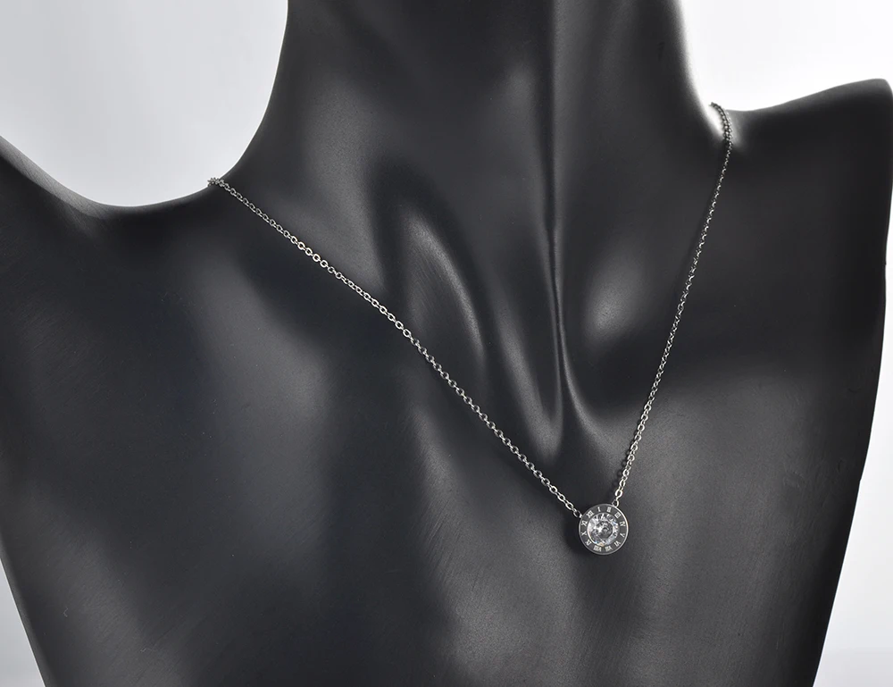 Roman Numerals Cubic Zirconia Jewelry Sets Pendant Necklace Earrings Ring For Wedding Bands Titanium Steel jewelry sets jewelry set
