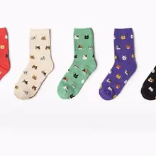 OLN 36-46, хлопковые носки для женщин, милые носки с животными, корейские носки с котом, Chaussette Femme, 5 пар