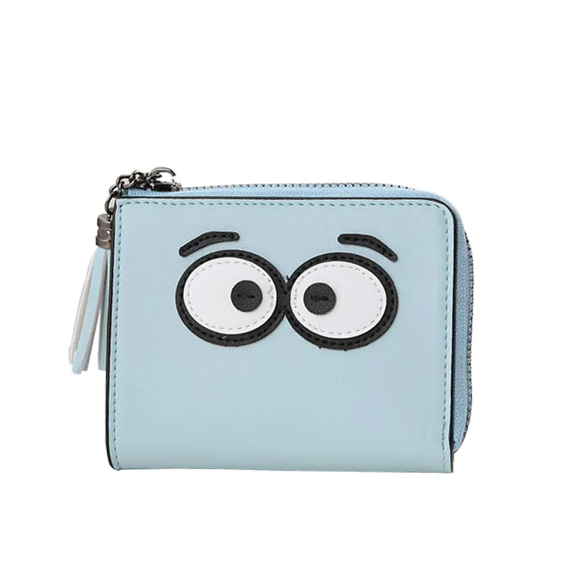 Korean Style Women Wallet Big Eyes Leather Girls Short Wallets Sweet