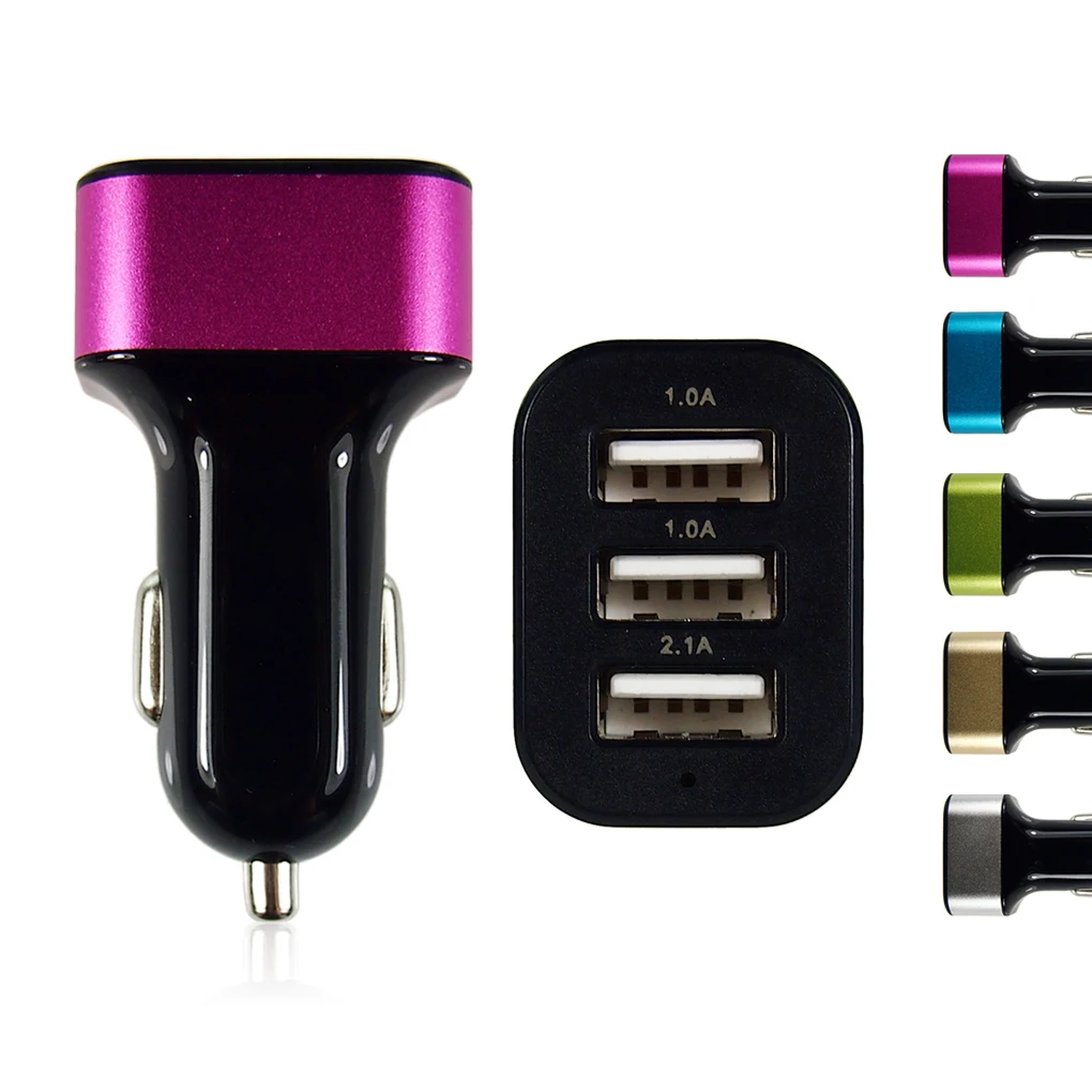 2019 حار بيع 3 USB ميناء الهاتف شاحن سيارة مهايئ شاحن 5 V تهمة USB 2.1A 1A ل سيارة هاتف ذكي GPS
