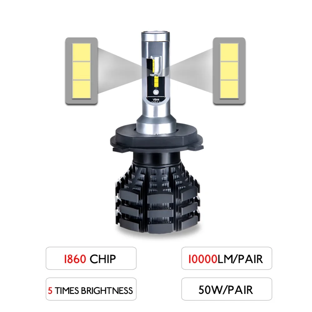 H7 светодиодный H4 фар автомобиля 50 Вт 10000LM H15 H1 H3 H11 9005 9006 H8 H9 9004 9007 9012 PSX24 PSX26 2200K 3200K 6500K