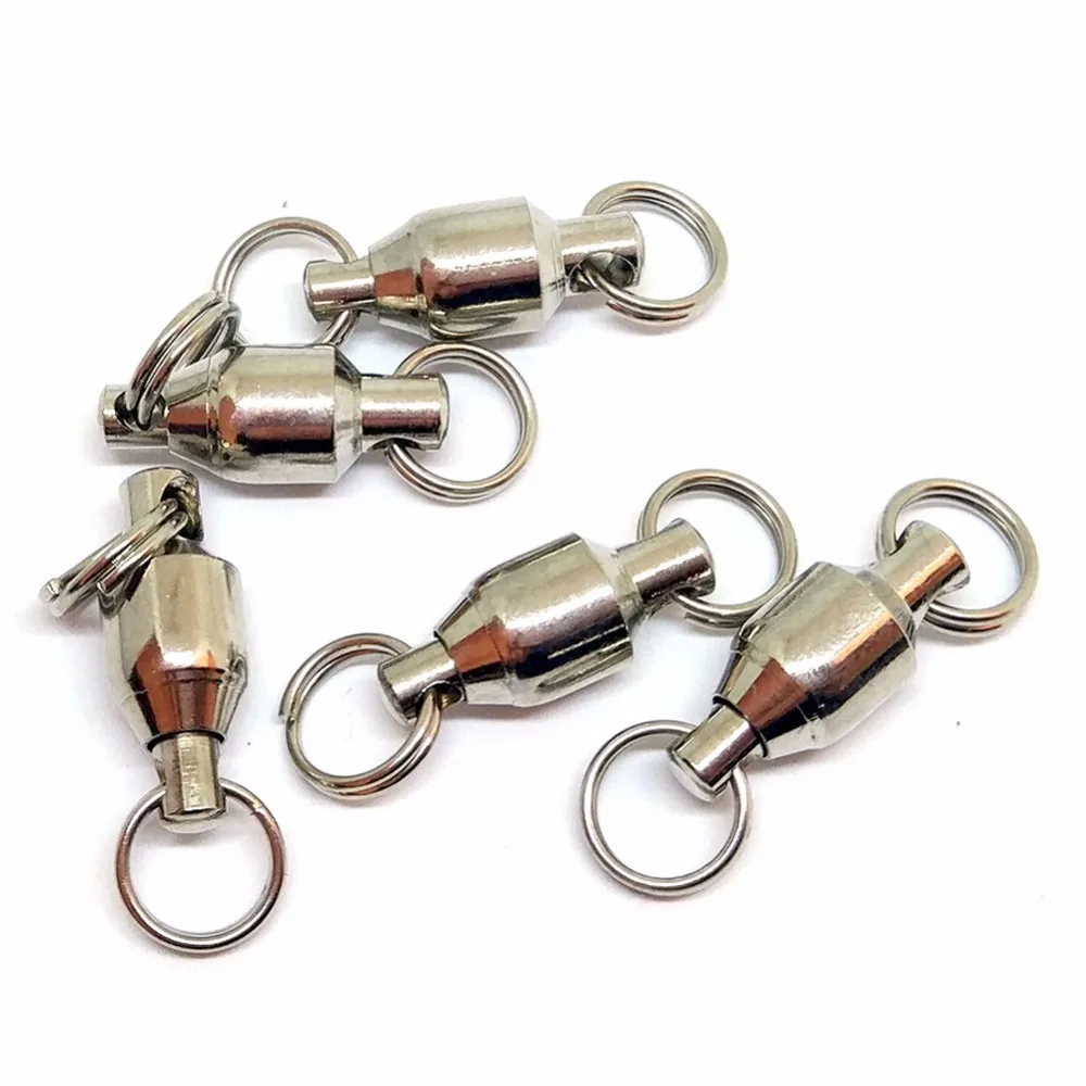 5pcs/lot Fishing Swivels Hook Ball Bearing Swivels with Split Ring