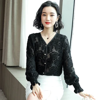 

Office Lady Regular Summer Tops For Women Chiffon Elegant Women Shirts Celebrity Lace Blusas Mujer De Moda 2019
